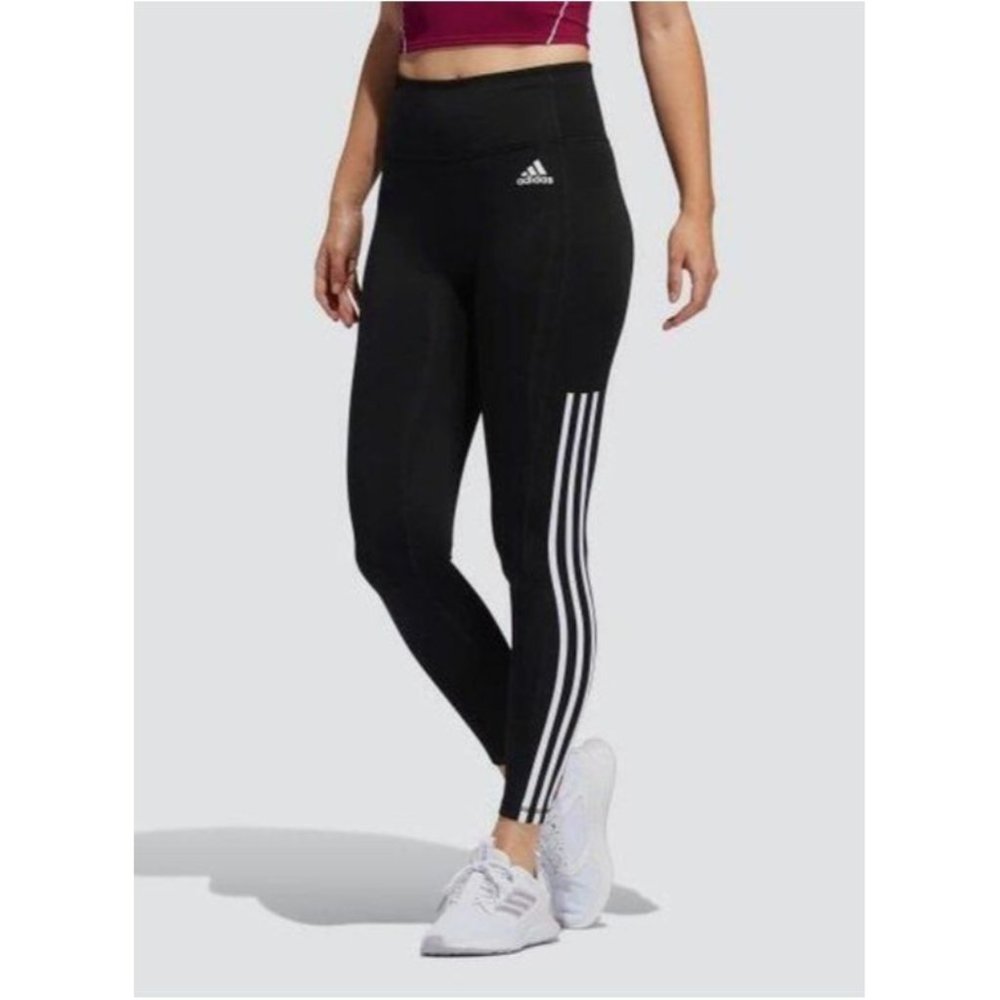 Adidas Women's Black 3-Stripes AEROREADY‎ Tight Fit Legging Pants Size Large - Picture 2 of 9